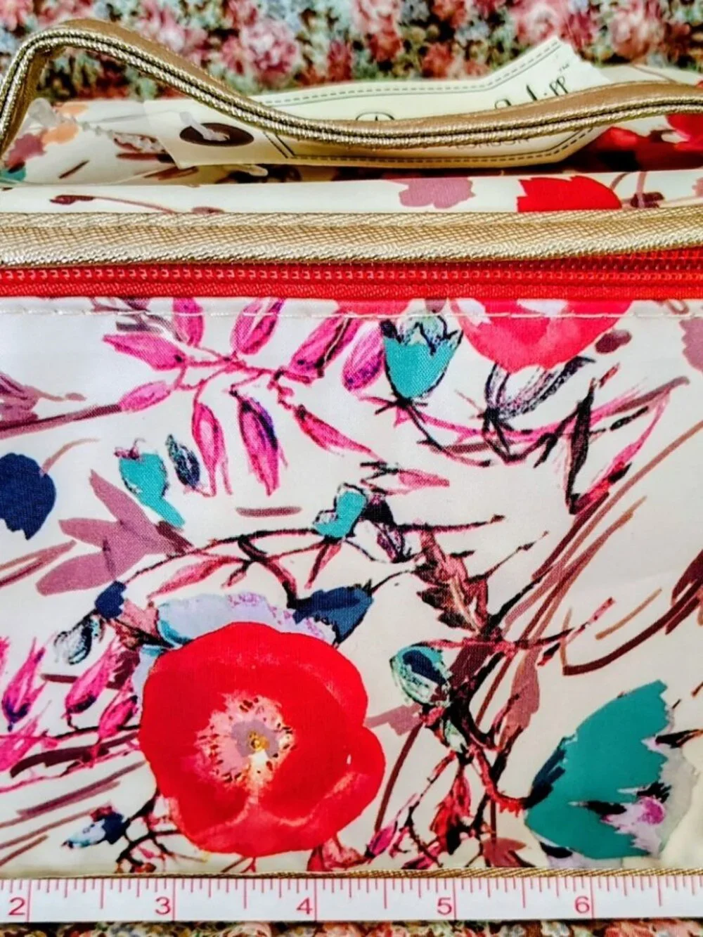 NWT Primrose Hill London Travel Cosmetics Tote Bag w/Handle Flowers/Poppies